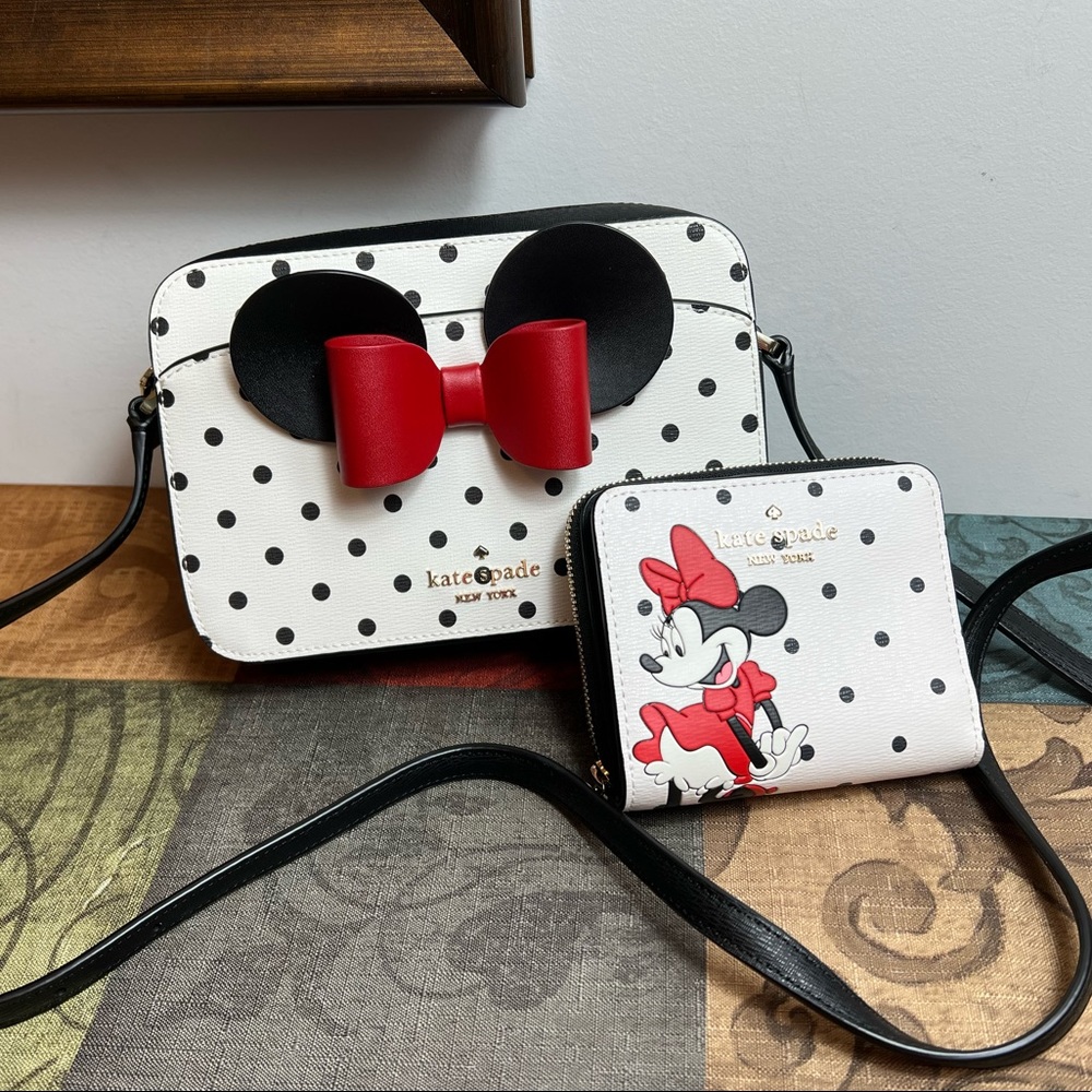 Kate Spade Disney Minnie Mouse Polka Dot Crossbody + Wallet Set